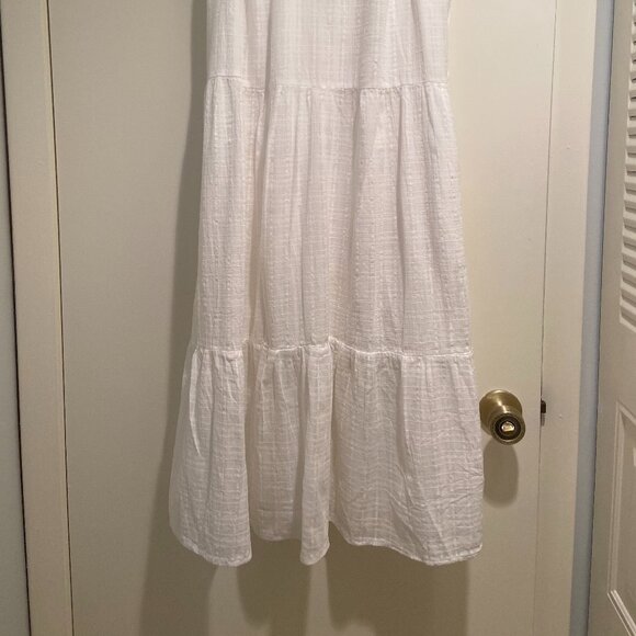 White beachy boho cotton blend dress - Picture 2 of 4